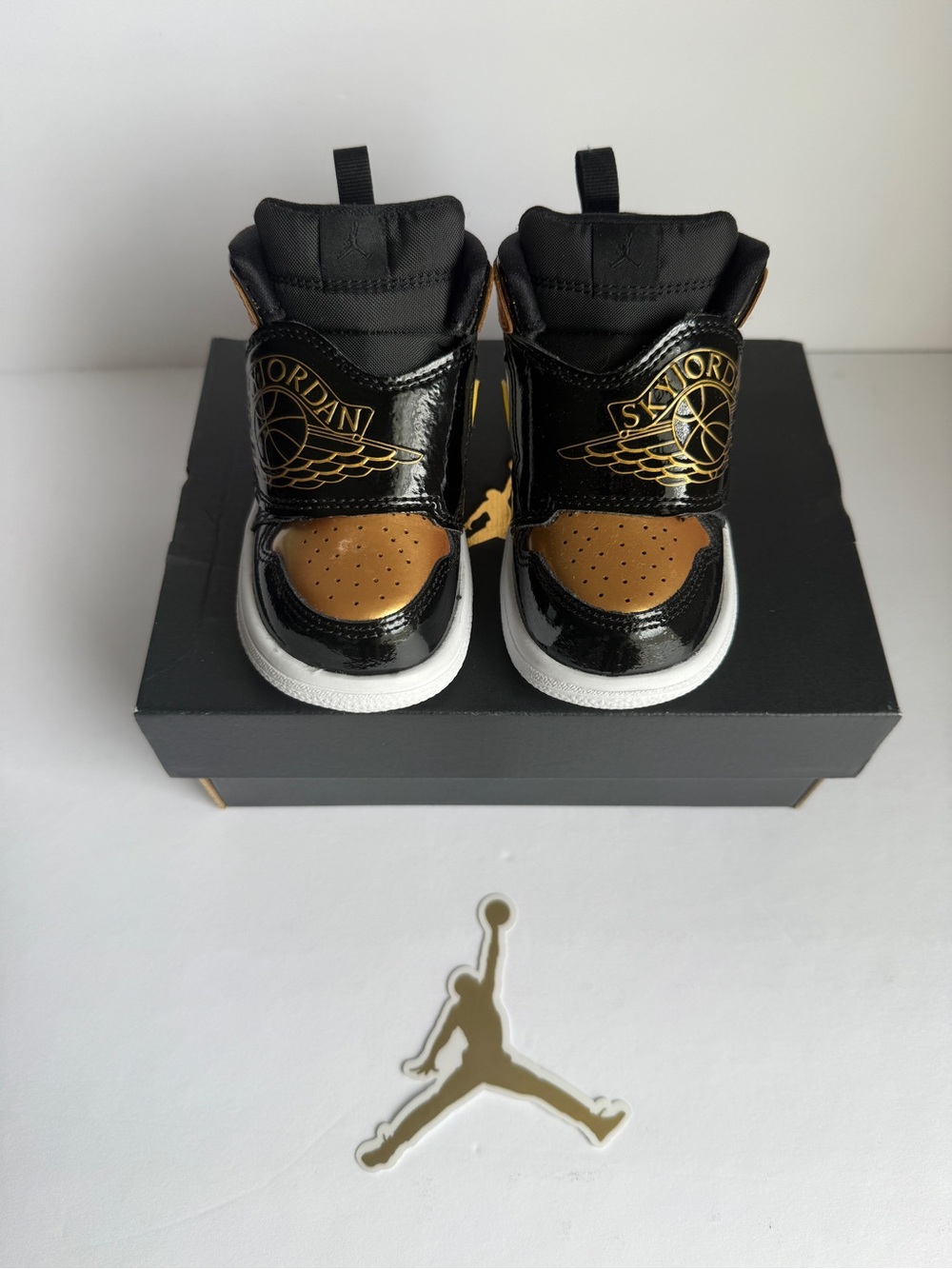 Jordan Baby High-Top Sneakers in Black and Gold